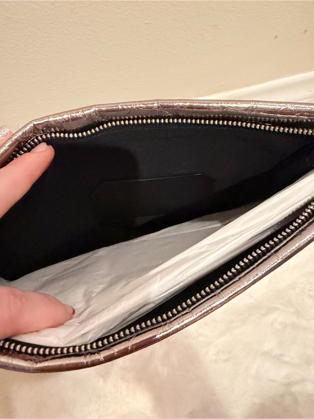 All Saints Bettina Silver Leather Clutch - Picture 3 of 4